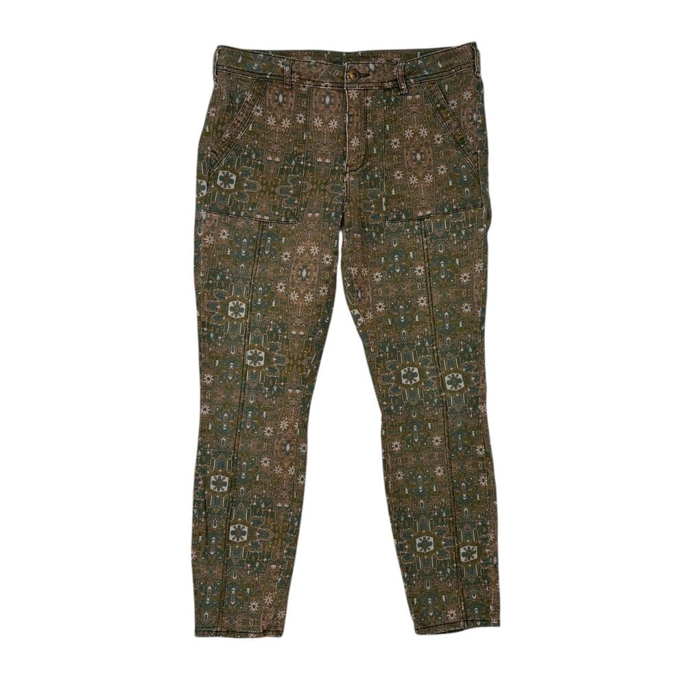 Anthropologie Cadet Utility Pants Womens 32 Mosaic Stretch Pockets Boho Green